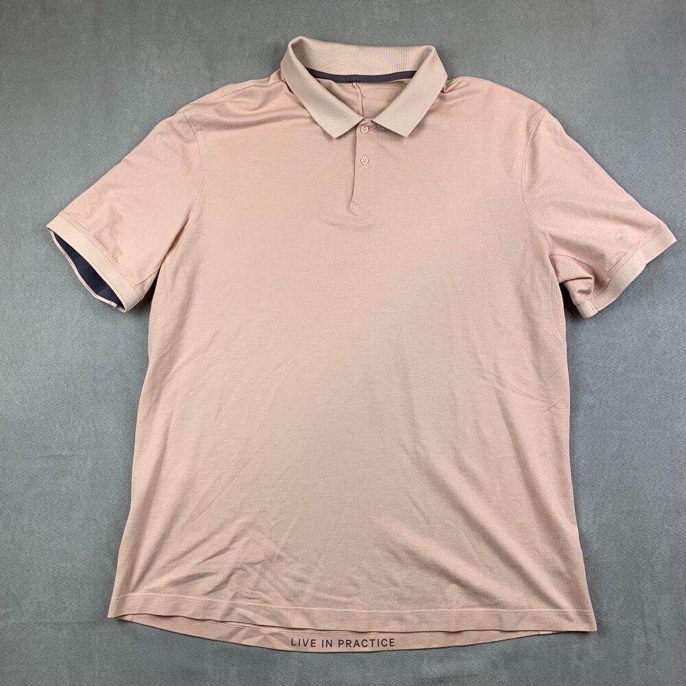 Lululemon Mens Shirt XL Light Pink Pima Cotton Short-Sleeve Polo Performance